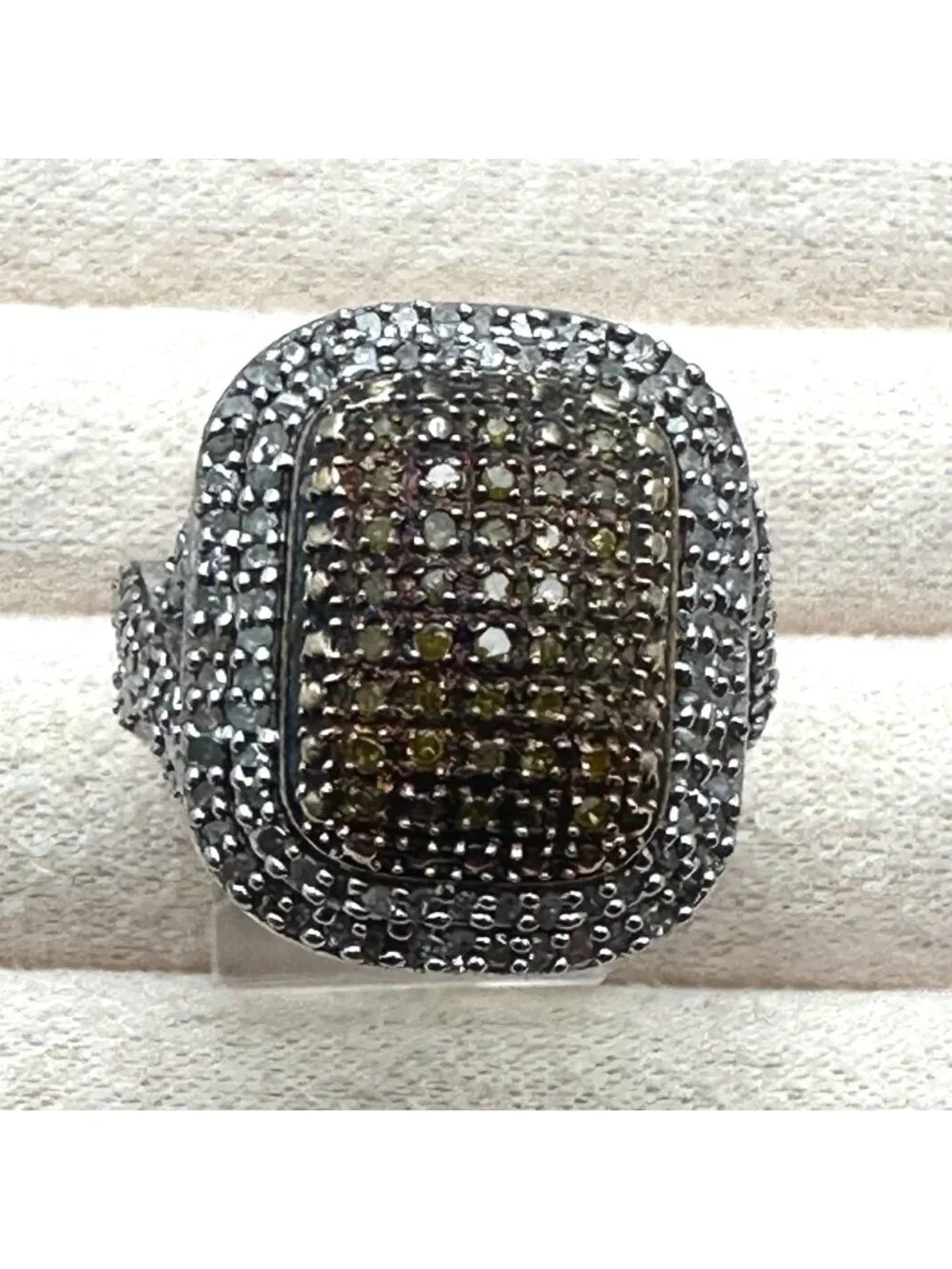 Chuck Clemency Ring Champagne Diamond Size 7 Designer Statement Jewelry